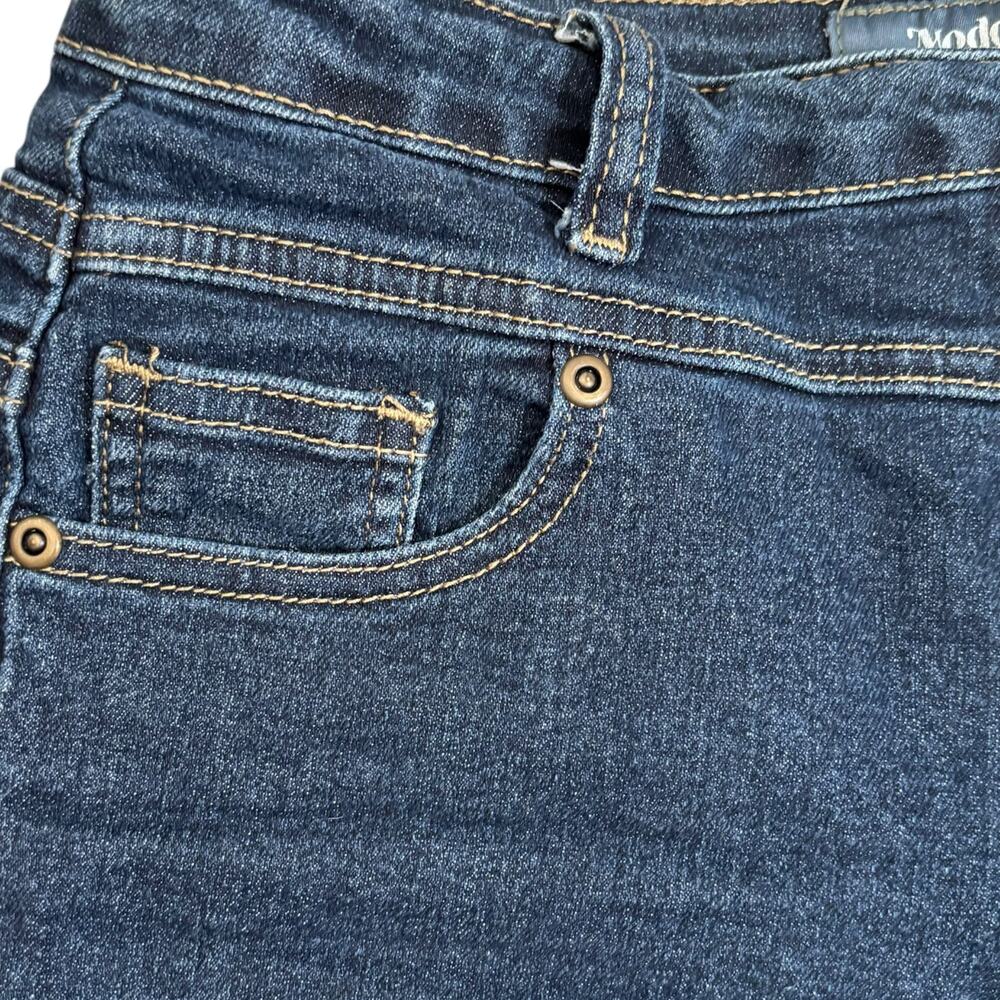 ModCloth Dark Wash High Waist Cuffed Jean Shorts Button Fly Denim Retro Pinup - Picture 5 of 9